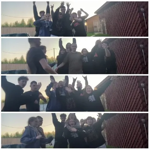Teenagers Smiling in Backyard