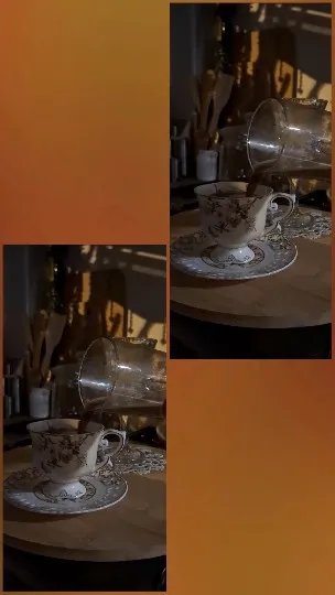 Vintage Teacup with Pouring Liquid