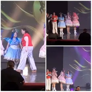 Colorful Stage Performance with Dancers