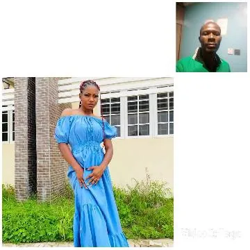 Woman in Blue Dress by Building