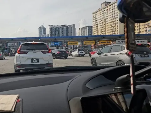 Car View Approaching Toll Booth