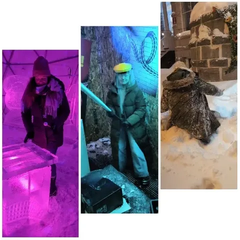 Winter Clothing and Ice Sculpture