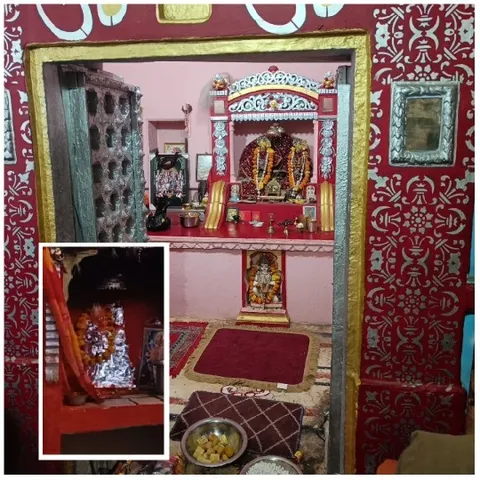 Indoor Shrine with Colorful Decorations