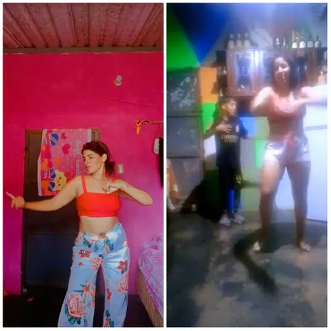 Woman Dancing in Colorful Rooms