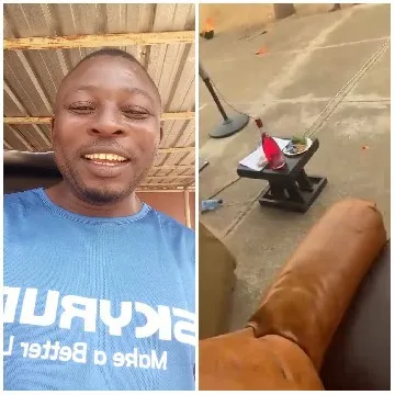 Smiling Person under Roof