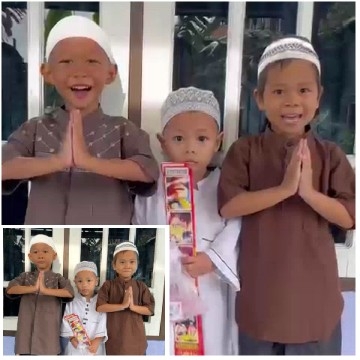 Children in Traditional Attire Inside Building
