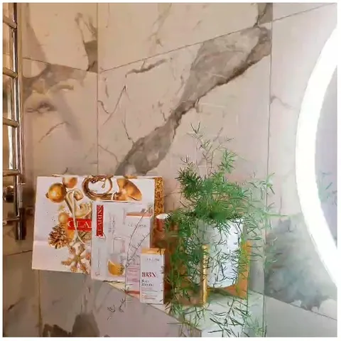 Skincare Products on Marble Shelf
