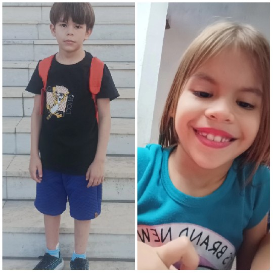 Two Children on Steps