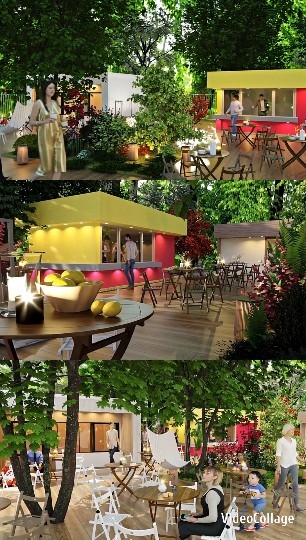 Outdoor Cafe in Lush Environment