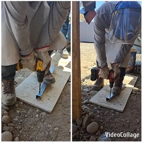 Using Power Drill at Construction Site
