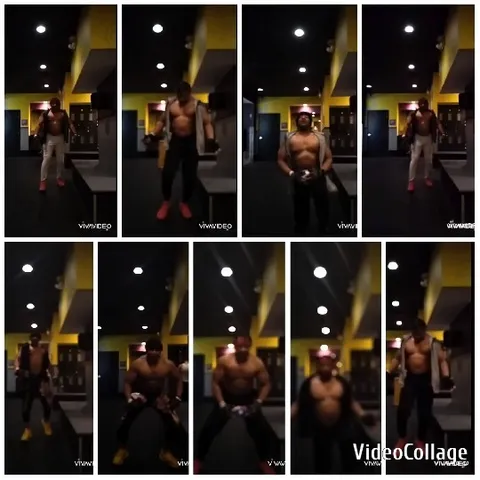 Shirtless Individuals Working Out at Gym