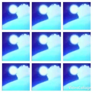 Stylized Circle Over Blue Landscape