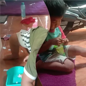 Child Playing with Blocks Indoors