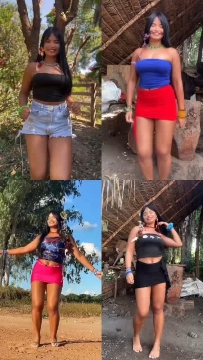 Four Outfits in Rustic Outdoor Setting