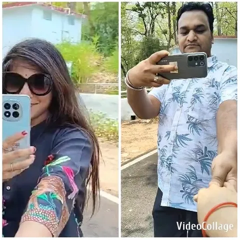 Couple Taking Selfies Outdoors