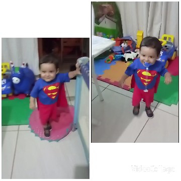 Child Dressed as Superman Indoors