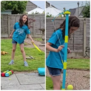 Girl Playing in Neat Garden