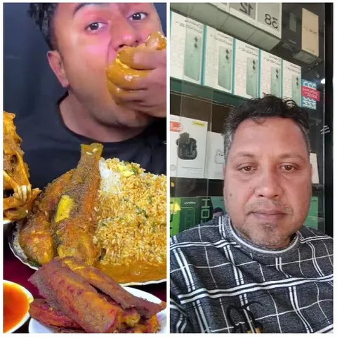 Eating Rice and Taking Selfie