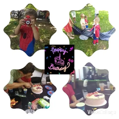 Child Dressed as Spiderman with Cake
