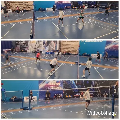 Active Badminton Play at Indoor Court