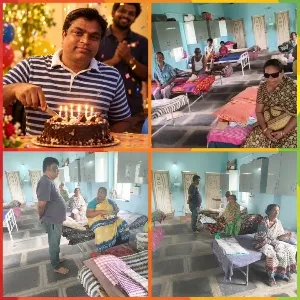 Friends Celebrating with Cake