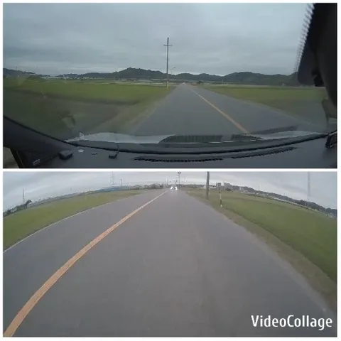 Driving on Rural Road with Overcast Sky
