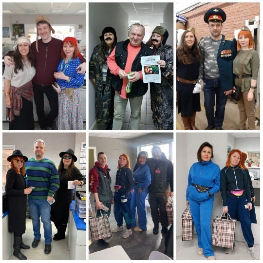Adults in Various Costumes Together