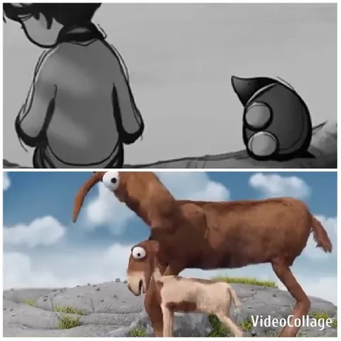 Cartoonish Scene with Animals