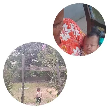 Holding Baby and Child Outdoors