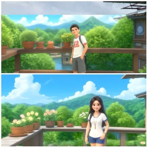 Young Man and Woman Outdoors