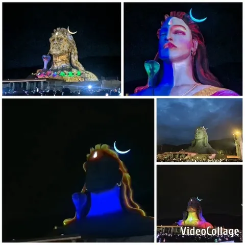 Illuminated Statue with Crescent Moon