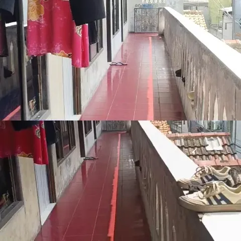 Tiled Balcony with Household Items