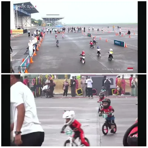 Children Racing on Balance Bikes