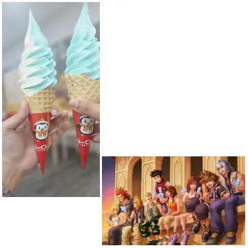 Ice Cream Cones with Sunset Background