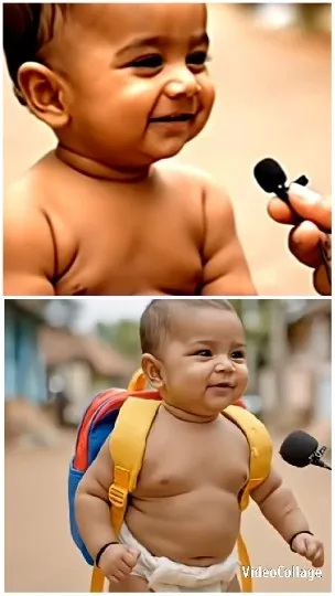 Happy Baby with a Microphone