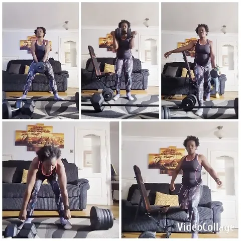 Exercising with Weights in Living Room