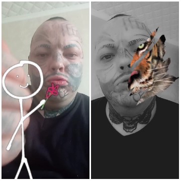 Tattoos and Overlays on Face