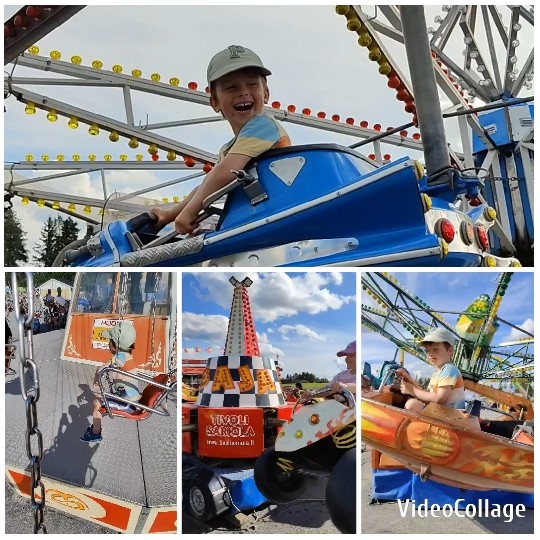 Child Enjoying Amusement Park Rides