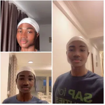 Young Person in White Head Covering