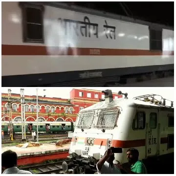 Train at Station with Passengers