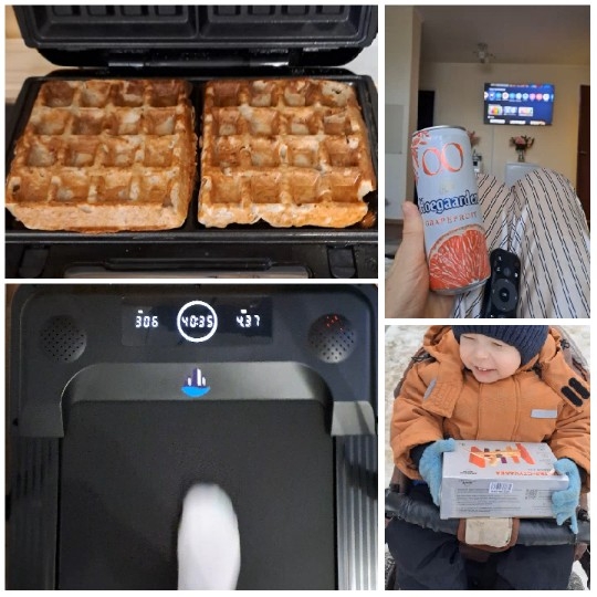 Waffles, Treadmill, and Smiling Child