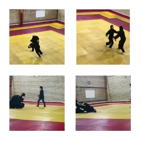 Martial Arts Practice on Gym Mat
