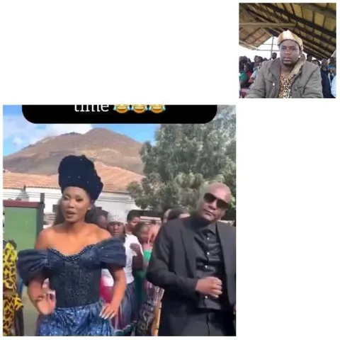 Woman and Man Outdoors with Crowd