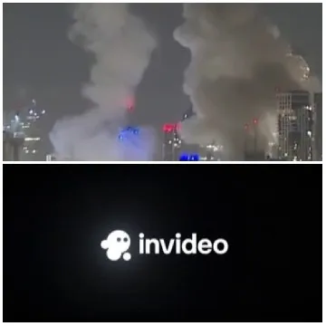Cityscape at Night with Smoke