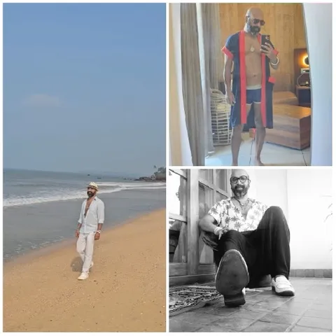 Man at the Beach and Indoors