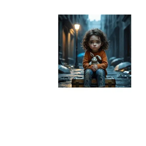 Child With Stuffed Animal On Suitcase