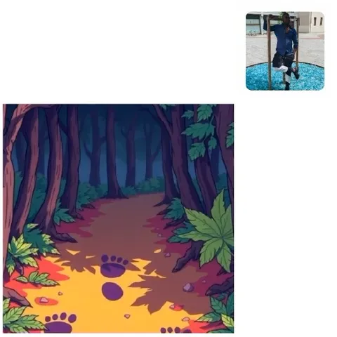 Cartoon Forest Path with Footsteps
