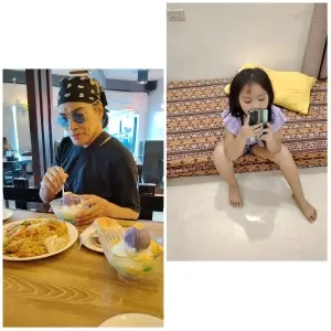 Adult Dining and Girl with Phone