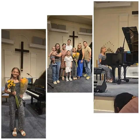 Girl with Flowers and Piano