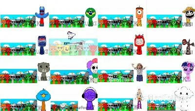 Colorful Cartoon Characters on White